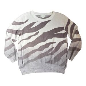 Barefoot Dreams Ombré Zebra Print Sweater Purple Lilac Size M
